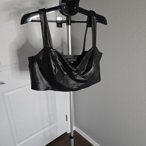 Eloquii Black Leather Crop Top